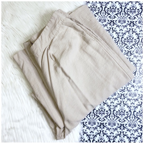 Christian Lacroix Pants - Christian Lacroix : size : L : light cream tan high-rise wide leg trouser pants